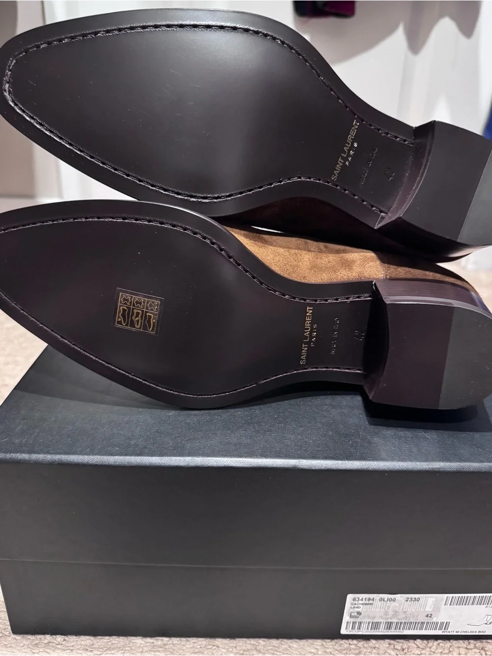 Saint Laurent Brown Suede Wyatt Boots